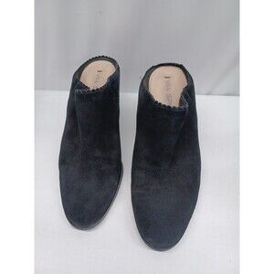 Via Spiga Black Suede Leather Block Heel Slide Shoe Mule Sz 7